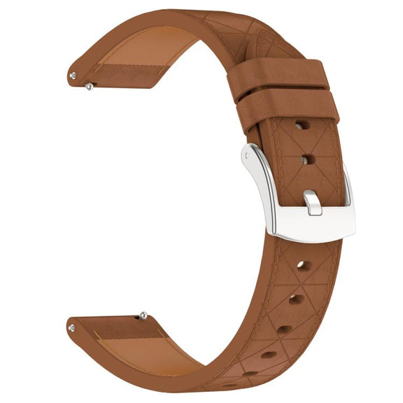 20mm Square Leather Silver Buckle Watch Band(Brown)