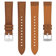 20mm Square Leather Silver Buckle Watch Band(Brown)