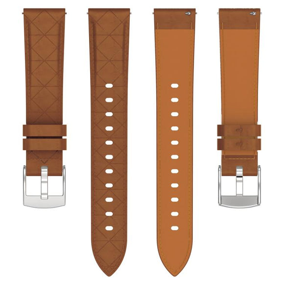20mm Square Leather Silver Buckle Watch Band(Brown)