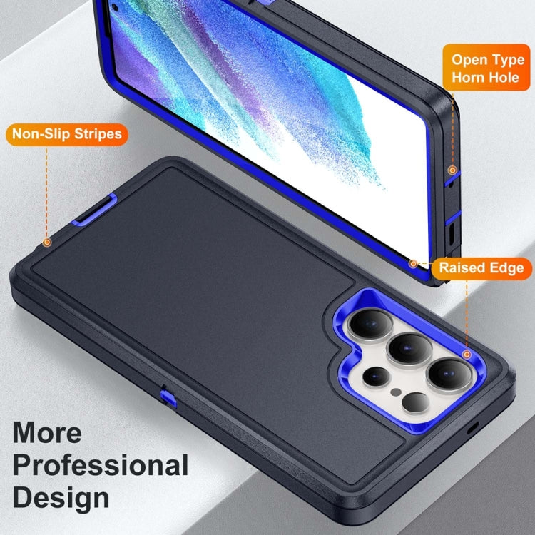 For Samsung Galaxy S25 Ultra 5G Life Water-resistant Rugged Phone Case(Dark Blue + Royal Blue)