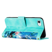 For iPhone 16e Floral Pattern Leather Phone Case with Lanyard(Green)