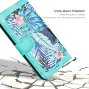 For iPhone 16e Floral Pattern Leather Phone Case with Lanyard(Green)