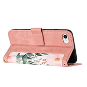 For iPhone 16e Floral Pattern Leather Phone Case with Lanyard(Pink)