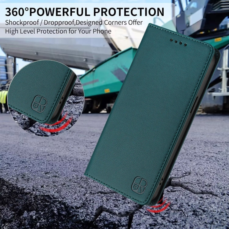 For Samsung Galaxy S24 / S25 5G RC01 Dual-Folded Magnetic Suction RFID Leather Phone Case(Dark Green) - Galaxy S25 5G Cases by PMC TechLife | Online Shopping South Africa | PMC TechLife | Buy Now Pay Later Mobicred