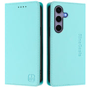 For Samsung Galaxy S24+ / S25+ 5G RC01 Dual-Folded Magnetic Suction RFID Leather Phone Case(Mint Green)