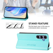 For Samsung Galaxy S24+ / S25+ 5G RC01 Dual-Folded Magnetic Suction RFID Leather Phone Case(Mint Green)