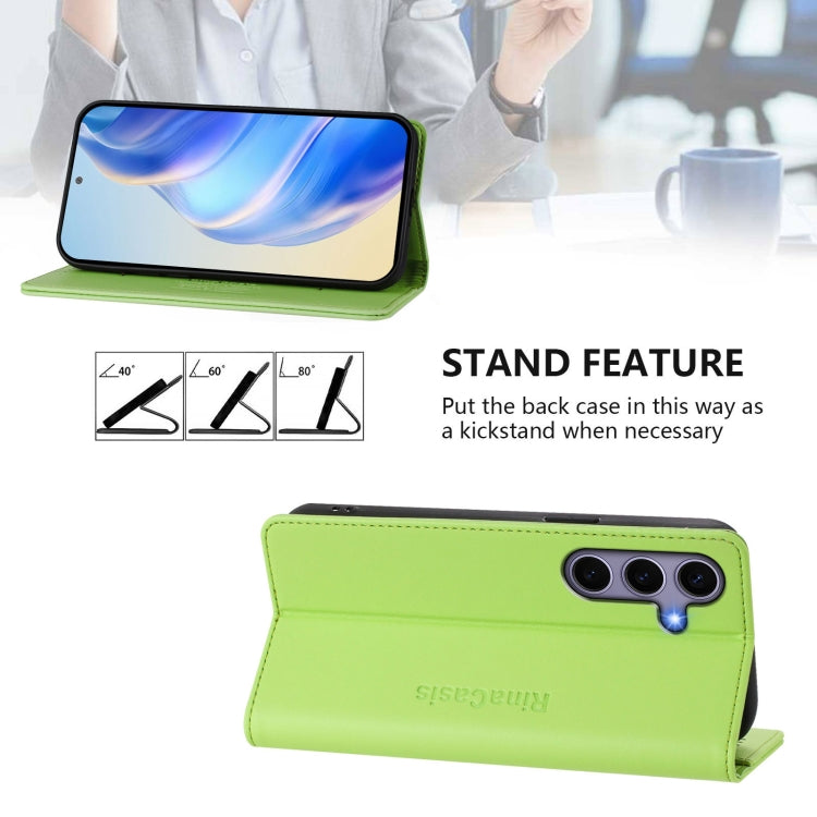 For Samsung Galaxy S24+ / S25+ 5G RC01 Dual-Folded Magnetic Suction RFID Leather Phone Case(Grass Green) - Galaxy S25+ 5G Cases by PMC TechLife | Online Shopping South Africa | PMC TechLife | Buy Now Pay Later Mobicred