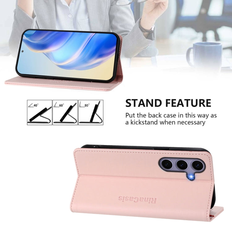 For Samsung Galaxy S24+ / S25+ 5G RC01 Dual-Folded Magnetic Suction RFID Leather Phone Case(Pink) - Galaxy S25+ 5G Cases by PMC TechLife | Online Shopping South Africa | PMC TechLife | Buy Now Pay Later Mobicred