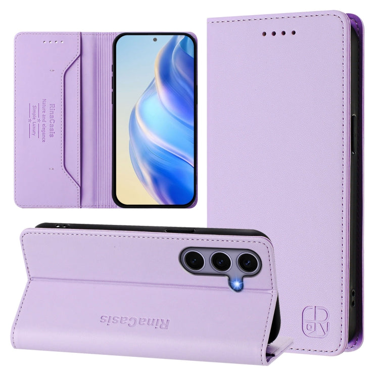 For Samsung Galaxy S24+ / S25+ 5G RC01 Dual-Folded Magnetic Suction RFID Leather Phone Case(Light Purple) - Galaxy S25+ 5G Cases by PMC TechLife | Online Shopping South Africa | PMC TechLife | Buy Now Pay Later Mobicred