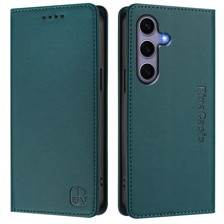 For Samsung Galaxy S24+ / S25+ 5G RC01 Dual-Folded Magnetic Suction RFID Leather Phone Case(Dark Green) - Galaxy S25+ 5G Cases by PMC TechLife | Online Shopping South Africa | PMC TechLife | Buy Now Pay Later Mobicred
