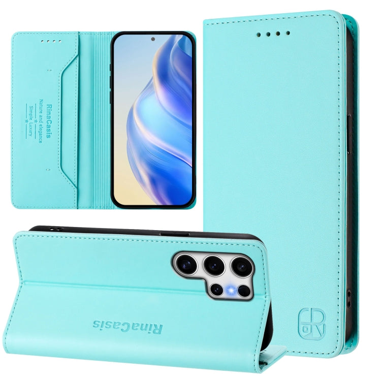 For Samsung Galaxy S25 Ultra 5G RC01 Dual-Folded Magnetic Suction RFID Leather Phone Case(Mint Green) - Galaxy S25 Ultra 5G Cases by PMC TechLife | Online Shopping South Africa | PMC TechLife | Buy Now Pay Later Mobicred