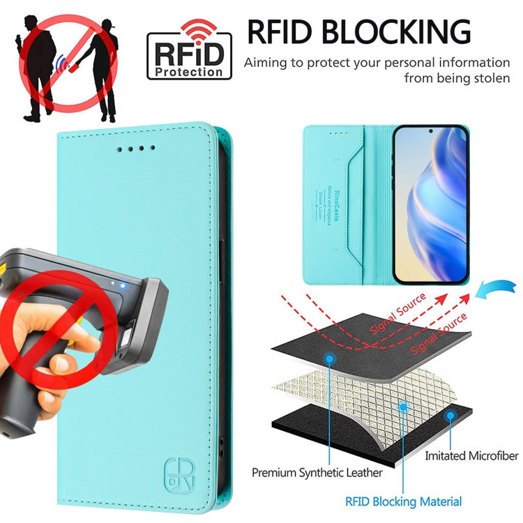 For Samsung Galaxy S25 Ultra 5G RC01 Dual-Folded Magnetic Suction RFID Leather Phone Case(Mint Green) - Galaxy S25 Ultra 5G Cases by PMC TechLife | Online Shopping South Africa | PMC TechLife | Buy Now Pay Later Mobicred