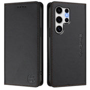 For Samsung Galaxy S25 Ultra 5G RC01 Dual-Folded Magnetic Suction RFID Leather Phone Case(Black)