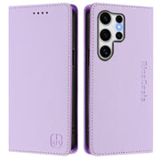 For Samsung Galaxy S25 Ultra 5G RC01 Dual-Folded Magnetic Suction RFID Leather Phone Case(Light Purple)