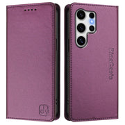 For Samsung Galaxy S25 Ultra 5G RC01 Dual-Folded Magnetic Suction RFID Leather Phone Case(Violet)