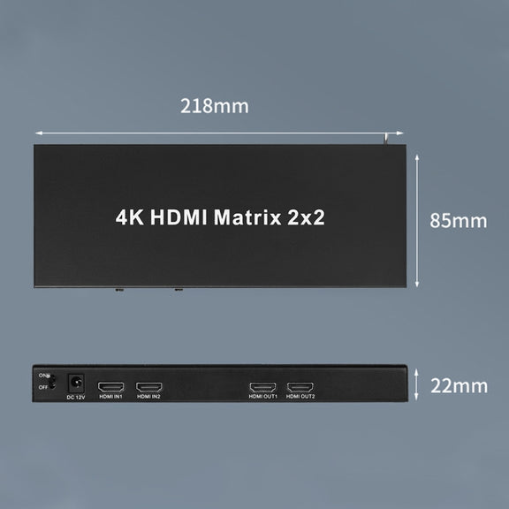 Measy MT4322 4K 30Hz 2 In 2 Out HDMI Matrix Switch Support Seamless Switching, EU Plug(Black)