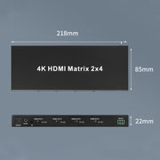 Measy MT4324 4K 30Hz 2 In 4 Out HDMI Matrix Switch Support Seamless Switching, US Plug(Black)