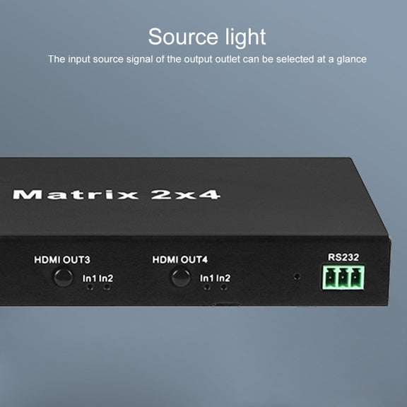 Measy MT4324 4K 30Hz 2 In 4 Out HDMI Matrix Switch Support Seamless Switching, US Plug(Black)