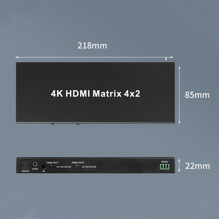 Measy MT4342 4K 30Hz 4 In 2 Out HDMI Matrix Switch Support Seamless Switching, EU Plug(Black)