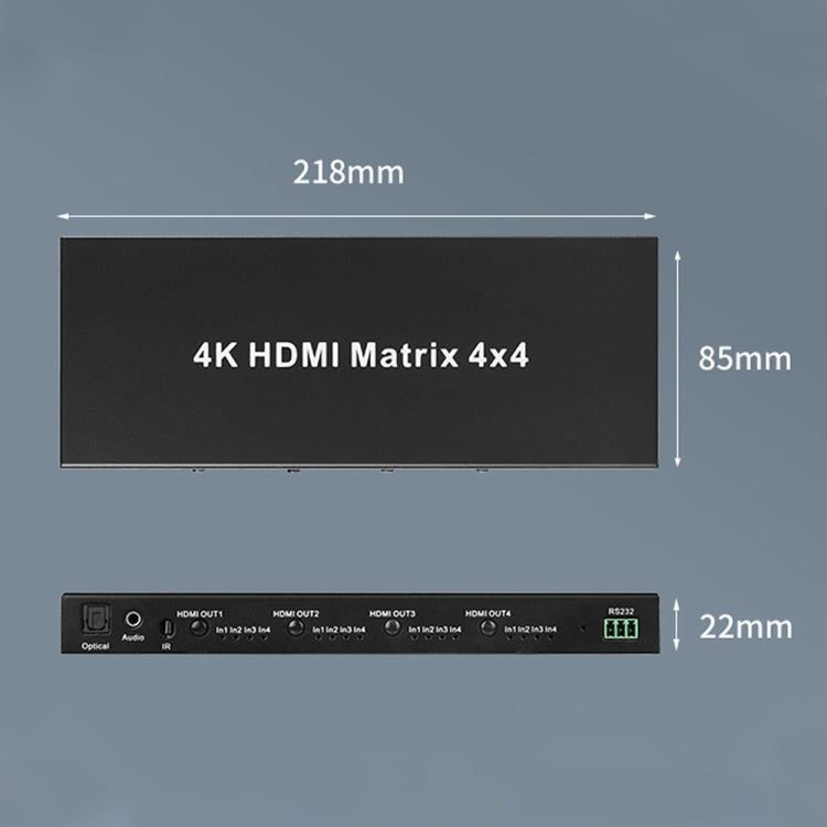 Measy MT4344 4K 30Hz 4 In 4 Out HDMI Matrix Switch Support Seamless Switching, EU Plug(Black)