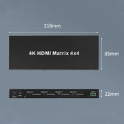 Measy MT4344 4K 30Hz 4 In 4 Out HDMI Matrix Switch Support Seamless Switching, UK Plug(Black)