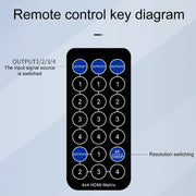 Measy MT4344 4K 30Hz 4 In 4 Out HDMI Matrix Switch Support Seamless Switching, UK Plug(Black)