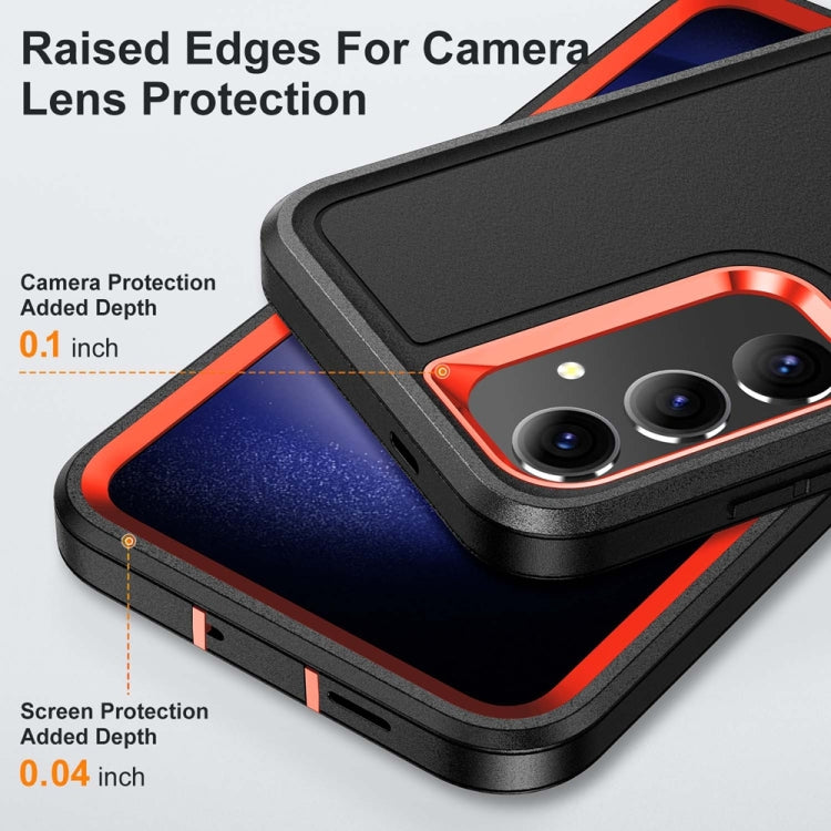 For Samsung Galaxy S24 / S25 5G Rugged PC Hybrid Silicone Phone Case with Holder(Black+Orange) - Galaxy S25 5G Cases by PMC Jewellery | Online Shopping South Africa | PMC Jewellery | Buy Now Pay Later Mobicred