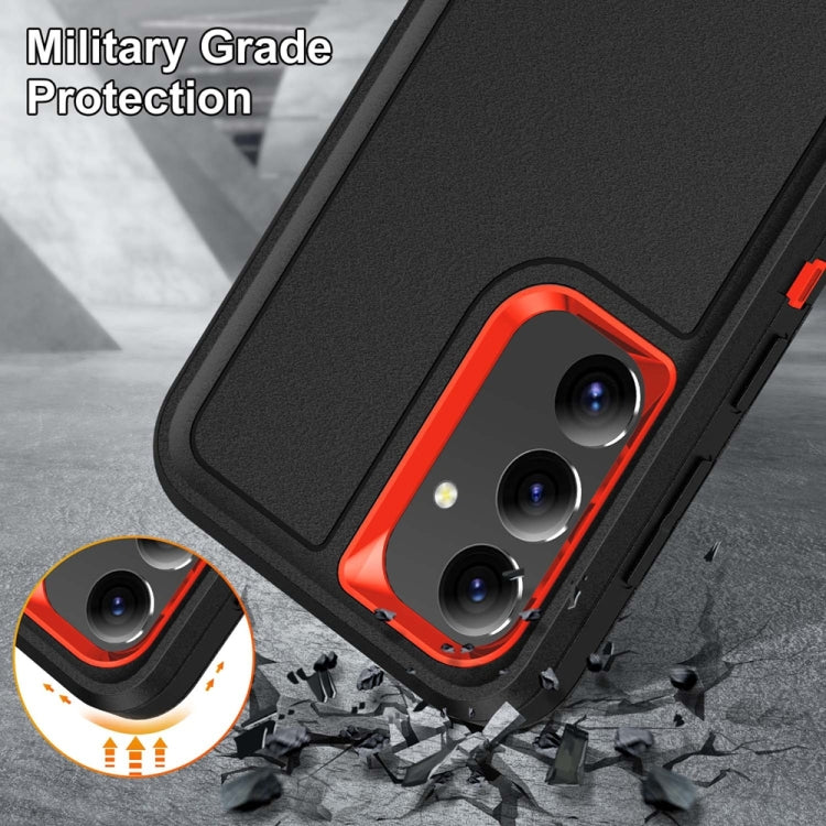 For Samsung Galaxy S24 / S25 5G Rugged PC Hybrid Silicone Phone Case with Holder(Black+Orange) - Galaxy S25 5G Cases by PMC Jewellery | Online Shopping South Africa | PMC Jewellery | Buy Now Pay Later Mobicred