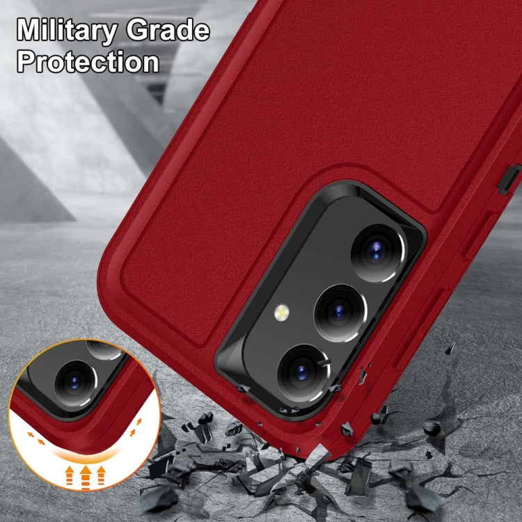 For Samsung Galaxy S24 / S25 5G Rugged PC Hybrid Silicone Phone Case with Holder(Red+Black) - Galaxy S25 5G Cases by PMC Jewellery | Online Shopping South Africa | PMC Jewellery | Buy Now Pay Later Mobicred