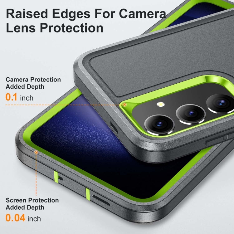For Samsung Galaxy S24 / S25 5G Rugged PC Hybrid Silicone Phone Case with Holder(Grey+Fresh Green) - free shipping - PMC Jewellery - Order now!