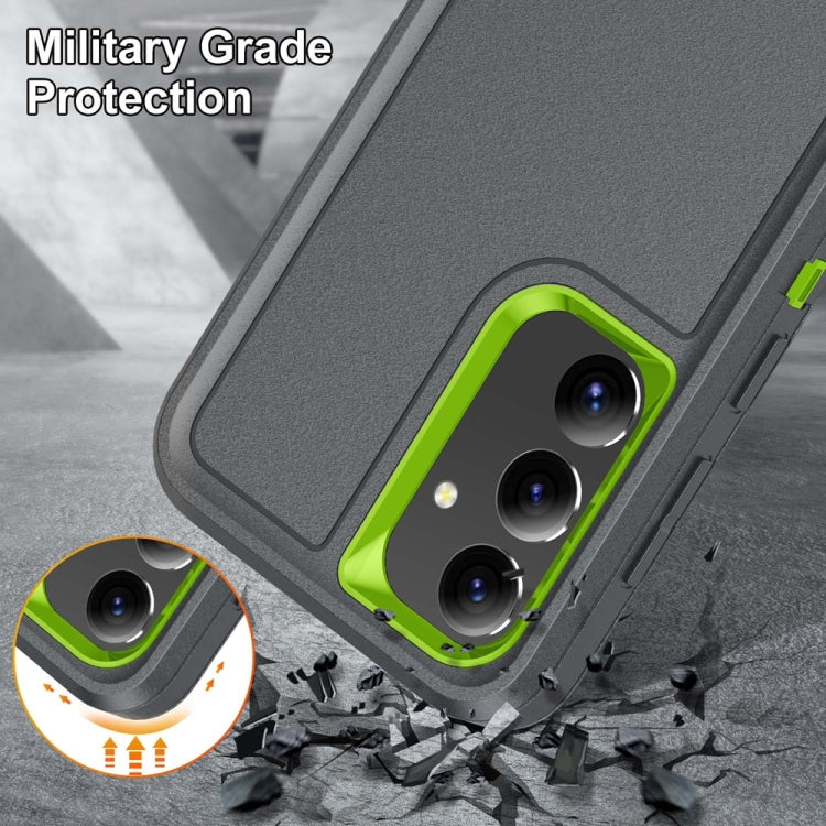 For Samsung Galaxy S24 / S25 5G Rugged PC Hybrid Silicone Phone Case with Holder(Grey+Fresh Green) - free shipping - PMC Jewellery - Order now!