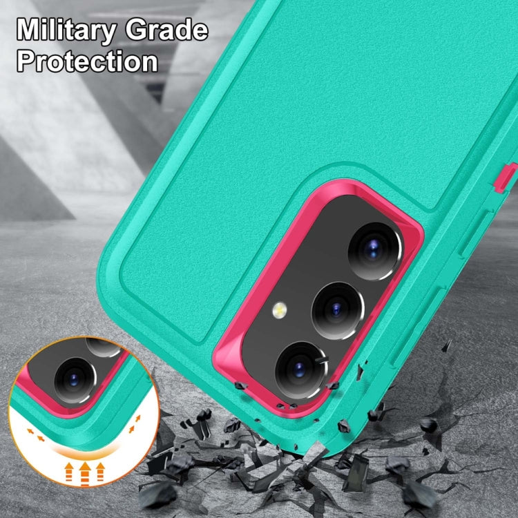 For Samsung Galaxy S24 / S25 5G Rugged PC Hybrid Silicone Phone Case with Holder(Light Green+Rose Red) - Galaxy S25 5G Cases by PMC Jewellery | Online Shopping South Africa | PMC Jewellery | Buy Now Pay Later Mobicred