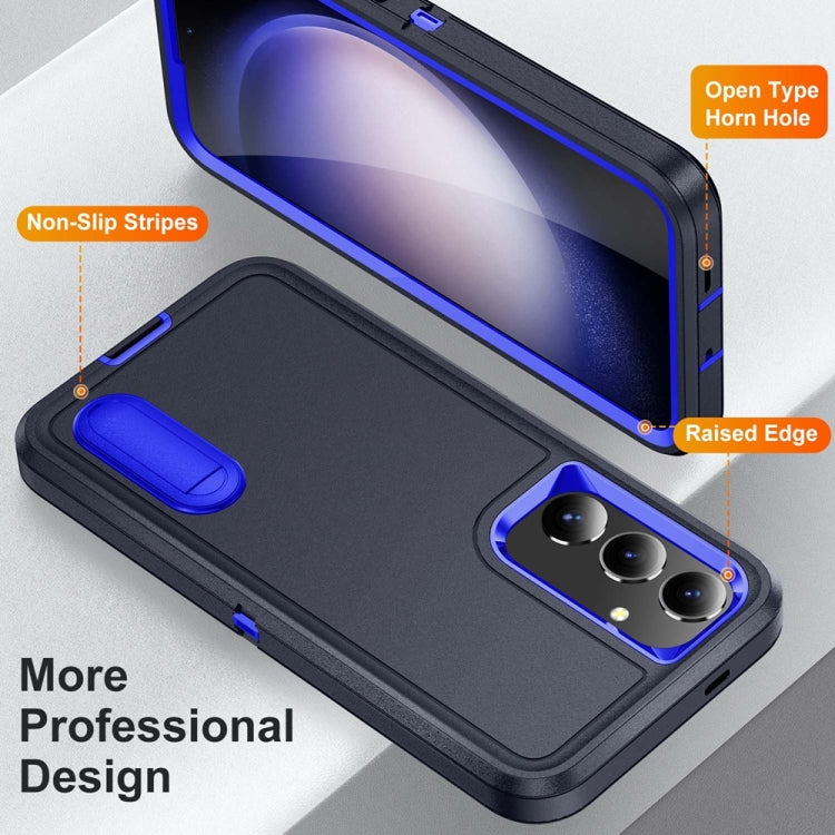For Samsung Galaxy S24 / S25 5G Rugged PC Hybrid Silicone Phone Case with Holder(Dark Blue+Royal Blue) - Galaxy S25 5G Cases by PMC Jewellery | Online Shopping South Africa | PMC Jewellery | Buy Now Pay Later Mobicred
