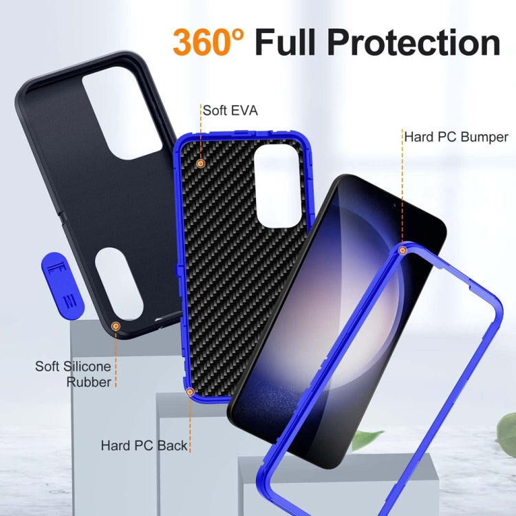For Samsung Galaxy S24 / S25 5G Rugged PC Hybrid Silicone Phone Case with Holder(Dark Blue+Royal Blue) - Galaxy S25 5G Cases by PMC Jewellery | Online Shopping South Africa | PMC Jewellery | Buy Now Pay Later Mobicred
