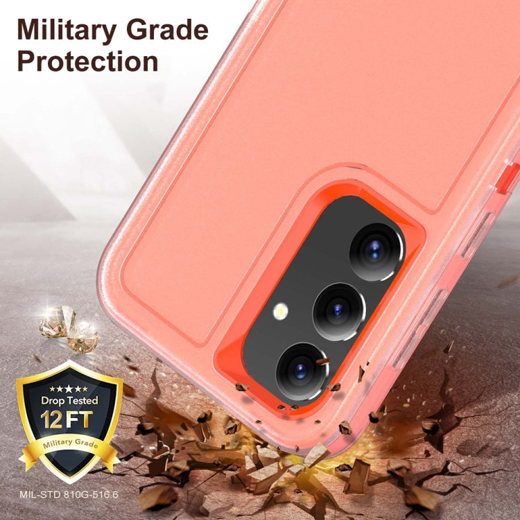 For Samsung Galaxy S24 / S25 5G Rugged PC Hybrid Silicone Phone Case with Holder(Transparent+Orange) - Galaxy S25 5G Cases by PMC Jewellery | Online Shopping South Africa | PMC Jewellery | Buy Now Pay Later Mobicred