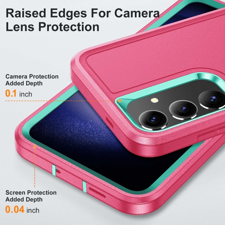 For Samsung Galaxy S24+ / S25+ 5G Rugged PC Hybrid Silicone Phone Case with Holder(Rose Red+Light Green) - Galaxy S25+ 5G Cases by PMC Jewellery | Online Shopping South Africa | PMC Jewellery | Buy Now Pay Later Mobicred