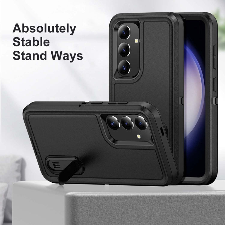 For Samsung Galaxy S24+ / S25+ 5G Rugged PC Hybrid Silicone Phone Case with Holder(Black) - Galaxy S25+ 5G Cases by PMC Jewellery | Online Shopping South Africa | PMC Jewellery | Buy Now Pay Later Mobicred
