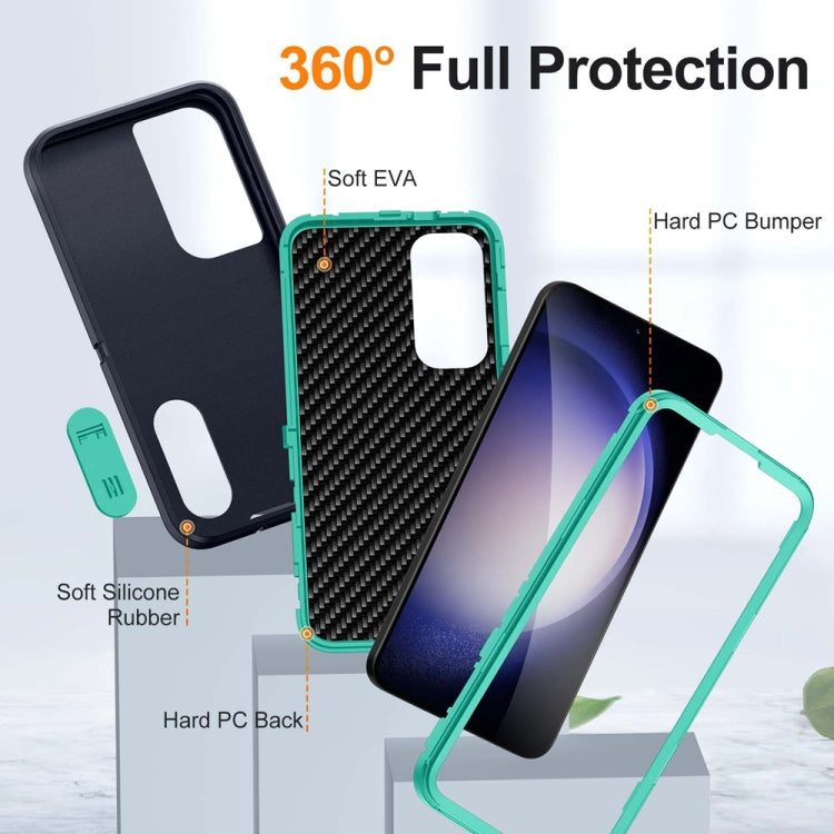 For Samsung Galaxy S24+ / S25+ 5G Rugged PC Hybrid Silicone Phone Case with Holder(Dark Blue+Light Green) - Galaxy S25+ 5G Cases by PMC Jewellery | Online Shopping South Africa | PMC Jewellery | Buy Now Pay Later Mobicred