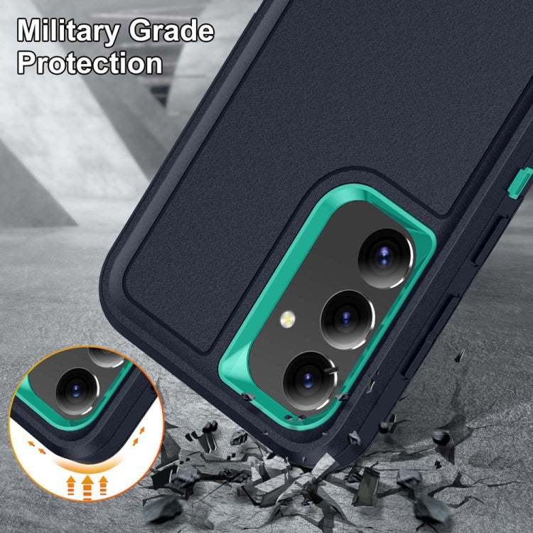 For Samsung Galaxy S24+ / S25+ 5G Rugged PC Hybrid Silicone Phone Case with Holder(Dark Blue+Light Green) - Galaxy S25+ 5G Cases by PMC Jewellery | Online Shopping South Africa | PMC Jewellery | Buy Now Pay Later Mobicred