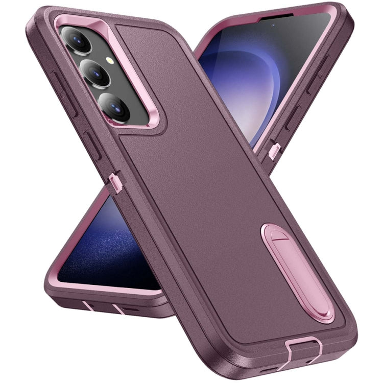 For Samsung Galaxy S24+ / S25+ 5G Rugged PC Hybrid Silicone Phone Case with Holder(Purple+Pink) - Galaxy S25+ 5G Cases by PMC Jewellery | Online Shopping South Africa | PMC Jewellery | Buy Now Pay Later Mobicred