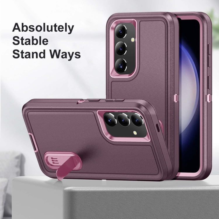 For Samsung Galaxy S24+ / S25+ 5G Rugged PC Hybrid Silicone Phone Case with Holder(Purple+Pink) - Galaxy S25+ 5G Cases by PMC Jewellery | Online Shopping South Africa | PMC Jewellery | Buy Now Pay Later Mobicred