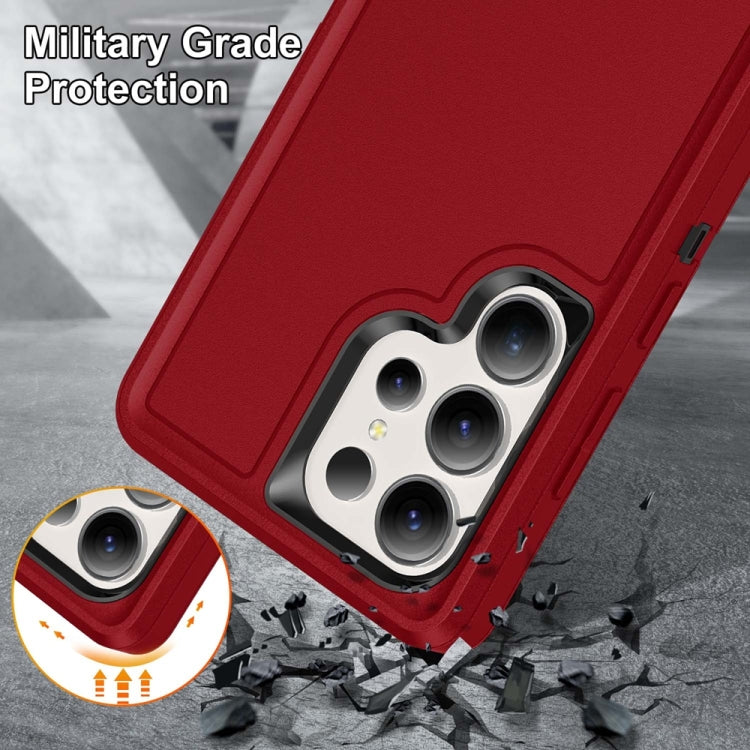For Samsung Galaxy S25 Ultra 5G Rugged PC Hybrid Silicone Phone Case with Holder(Red+Black) - Galaxy S25 Ultra 5G Cases by PMC Jewellery | Online Shopping South Africa | PMC Jewellery | Buy Now Pay Later Mobicred
