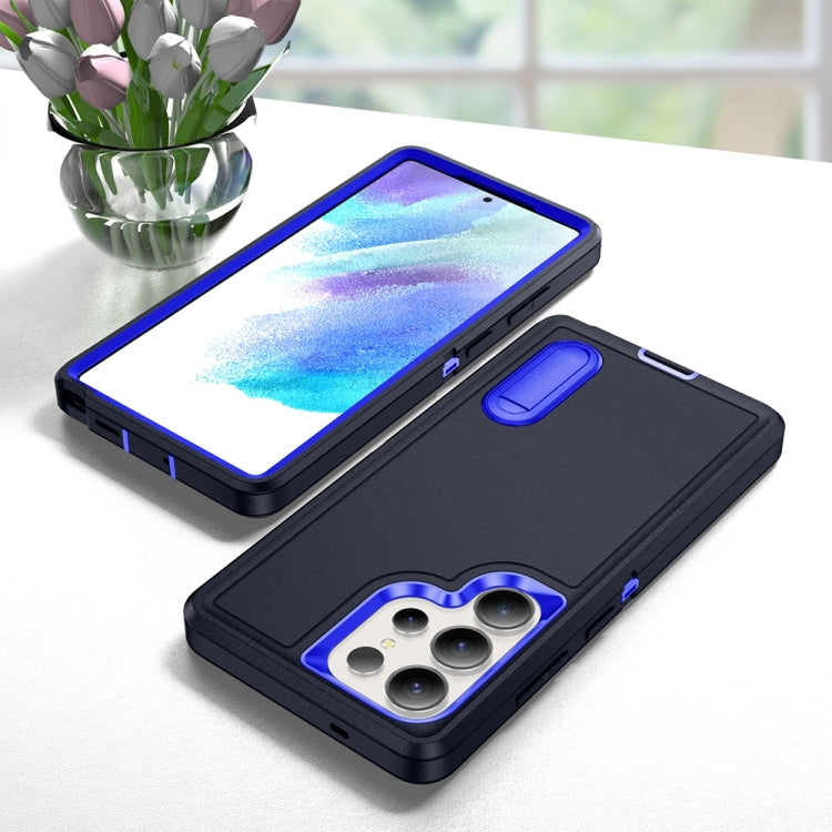 For Samsung Galaxy S25 Ultra 5G Rugged PC Hybrid Silicone Phone Case with Holder(Dark Blue+Royal Blue) - free shipping - PMC Jewellery - Order now!