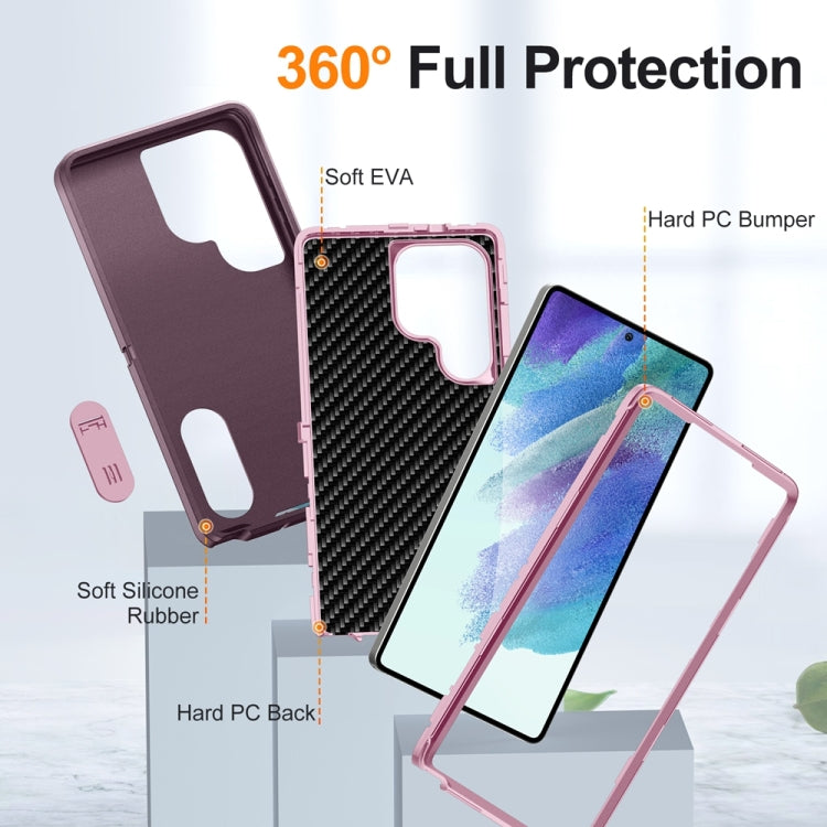 For Samsung Galaxy S25 Ultra 5G Rugged PC Hybrid Silicone Phone Case with Holder(Purple+Pink) - Galaxy S25 Ultra 5G Cases by PMC Jewellery | Online Shopping South Africa | PMC Jewellery | Buy Now Pay Later Mobicred