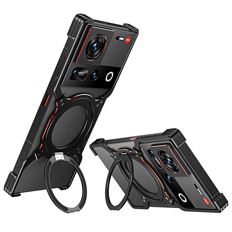 For ZTE nubia Z70 Ultra Mechanical Arm Borderless MagSafe Holder Metal Phone Case(Black Red) - free shipping - PMC TechLife - Order now!
