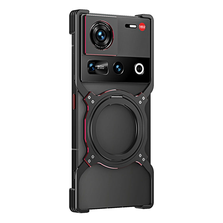 For ZTE nubia Z70 Ultra Mechanical Arm Borderless MagSafe Holder Metal Phone Case(Black Red)