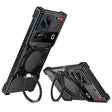 For ZTE nubia Z70 Ultra Mechanical Arm Borderless MagSafe Holder Metal Phone Case(Black Blue) - ZTE Cases by PMC TechLife | Online Shopping South Africa | PMC TechLife | Buy Now Pay Later Mobicred