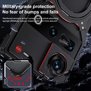 For ZTE nubia Z70 Ultra Mechanical Arm Borderless MagSafe Holder Metal Phone Case(Black Blue)