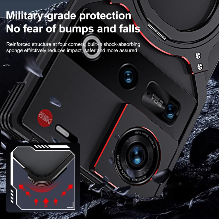 For ZTE nubia Z70 Ultra Mechanical Arm Borderless MagSafe Holder Metal Phone Case(Black Blue)