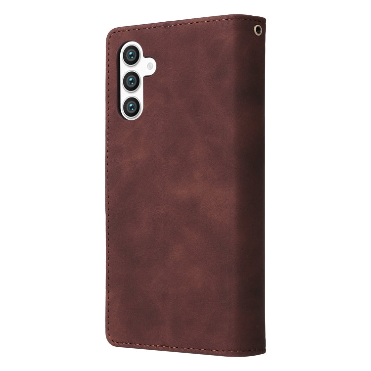 For Samsung Galaxy S25 5G Multifunctional Frosted Zipper Wallet Leather Phone Case(Coffee) - free shipping - PMC Jewellery - Order now!